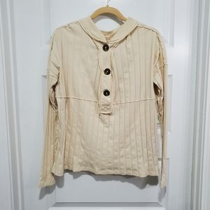 Free people We the free ribbed tan sweater with buttons medium